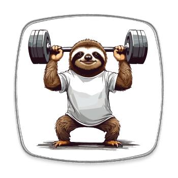 Paresseux Bodybuilder Gym Humour Design - Magnet carré - blanc - Devant