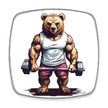 Power Bear Musculation Musculation Motivation - Magnet carré - blanc - Devant
