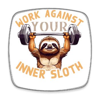 Sloth Defeated Funny Fitness Saying - Square fridge magnet - white - Front