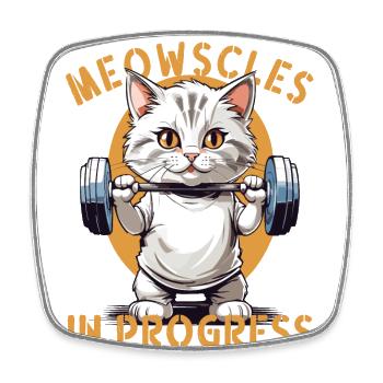 Miaoussques en cours Entraînement de chat drôle - Magnet carré - blanc - Devant