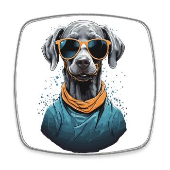 Aesthetic Weimaraner Dog Streetwear - Square fridge magnet - white - Front