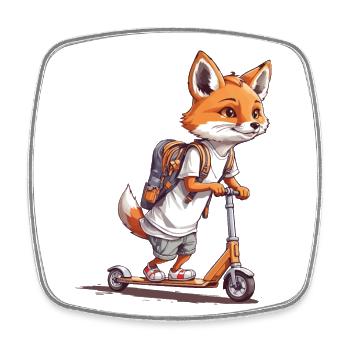 Adventure Fox First Day of School Scooter Design - Square fridge magnet - white - Front