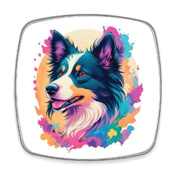 Border Collie Hund Eleganz für Hundefans - Viereckiger Kühlschrankmagnet - Weiß - Vorne