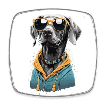 Vintage Weimaraner Hund Ästhetik Hunde Design - Viereckiger Kühlschrankmagnet - Weiß - Vorne