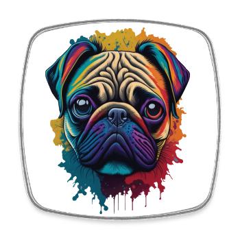 Mops Hund Kunst Ästhetik Design - Viereckiger Kühlschrankmagnet - Weiß - Vorne