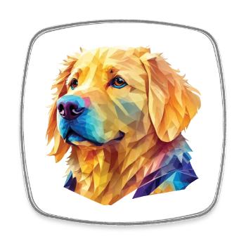 Polygon Golden Retriever - Kunstvolles Hundedesign - Viereckiger Kühlschrankmagnet - Weiß - Vorne