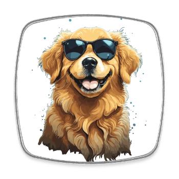 Golden Retriever Coolness und Stil Sonnenbrille - Viereckiger Kühlschrankmagnet - Weiß - Vorne