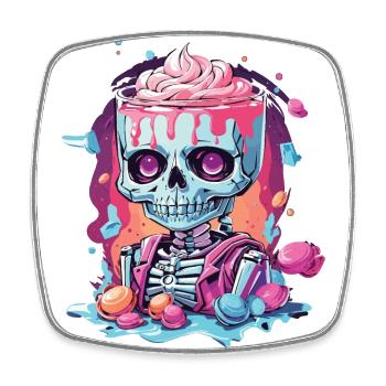 Gothic Pastel Schädel mit Süßigkeiten Design - Viereckiger Kühlschrankmagnet - Weiß - Vorne