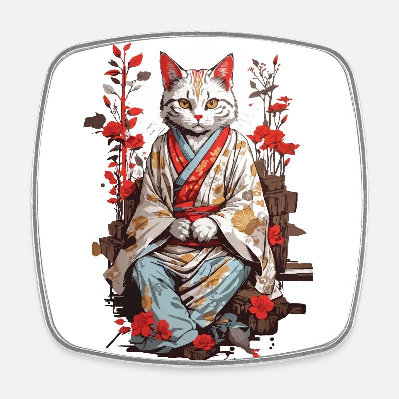 Kimono japonais chat ukiyo-e chat design - Magnet carré - blanc
