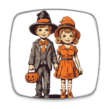 Retro Halloween Trick or Treat Kinder Design - Viereckiger Kühlschrankmagnet - Weiß - Vorne