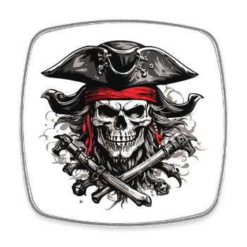 Jolly Roger Piraten Schädel Party Halloween Design - Viereckiger Kühlschrankmagnet - Weiß - Vorne