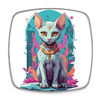 Kawaii Gothic Sphynx Katze Pastel Okkult Design - Viereckiger Kühlschrankmagnet - Weiß - Vorne
