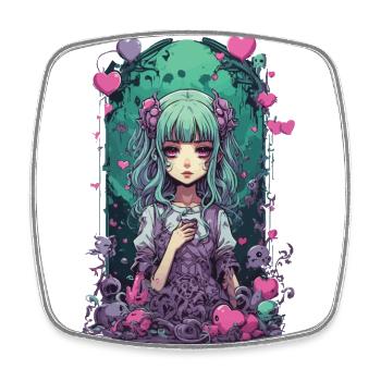 Kawaii Goth e-girl Occulte Pastel Style Anime - Magnet carré - blanc - Devant
