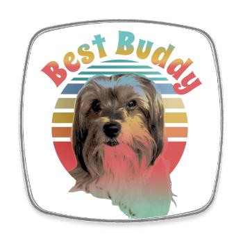Biewer Terrier, best friend - Square fridge magnet - white - Front