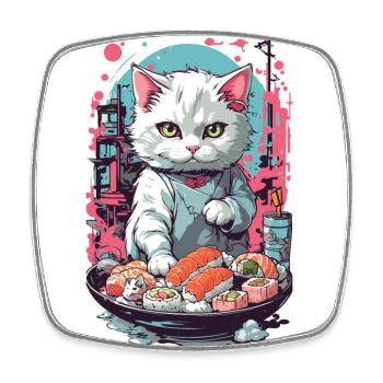 Style esthétique de chat Sushi Pastel gothique - Magnet carré - blanc - Devant