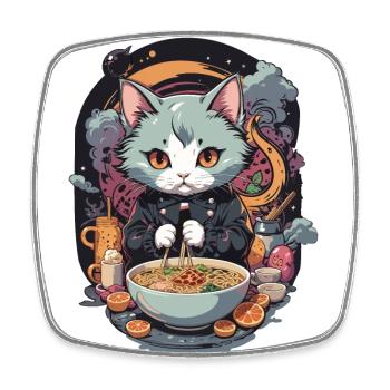 Cat Ramen Love Japanese Noodle Soup Design - Magnet carré - blanc - Devant