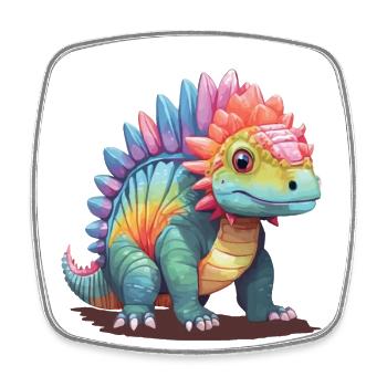 Pastel Stegosaurus Dinosaur for Kids - Square fridge magnet - white - Front