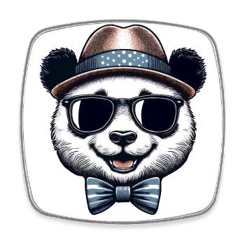 Panda élégant - Magnet carré - blanc - Devant