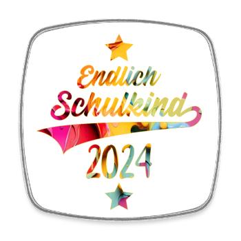 EINSCHULUNG ENDLICH SCHULKIND 2024 - Viereckiger Kühlschrankmagnet - Weiß - Vorne