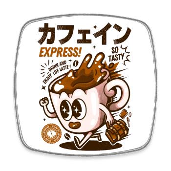 Morgenkaffee Retro Cartoon Koffein Espresso - Viereckiger Kühlschrankmagnet - Weiß - Vorne