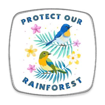 Protect our rainforest - Square fridge magnet - white - Front