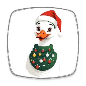 Canard de Noël avec chapeau de Noël - Magnet carré - blanc - Devant
