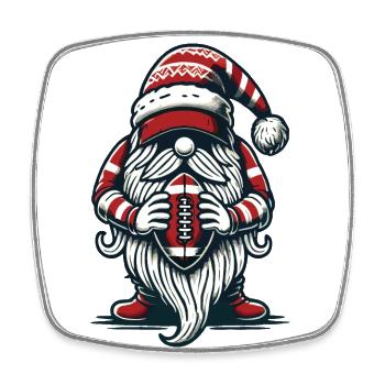 Christmas Football Gnome Dwarf Elf - Square fridge magnet - white - Front