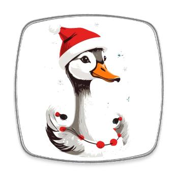 Canard de Noël avec chapeau et flocons de neige - Magnet carré - blanc - Devant