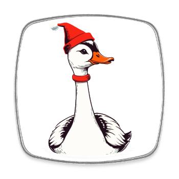 Oie de Noël avec chapeau de Noël - Magnet carré - blanc - Devant