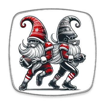 Christmas Football Gnome Dwarf Elf - Square fridge magnet - white - Front