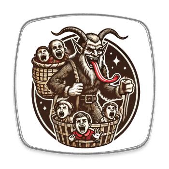 Krampus with naughty children Christmas - Square fridge magnet - white - Front