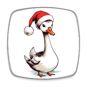 Canard festif avec chapeau de Noël pour Noël - Magnet carré - blanc - Devant