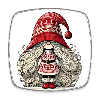 Christmas Gnome Woman Festive Gnome Girl - Square fridge magnet - white - Front
