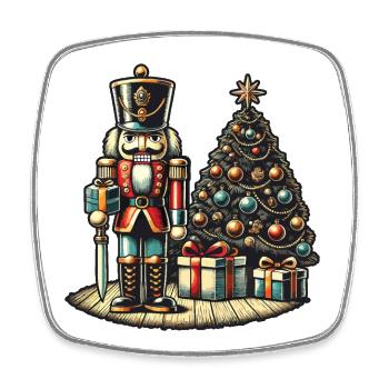 Nussknacker Und Weihnachtsbaum Kunst - Viereckiger Kühlschrankmagnet - Weiß - Vorne