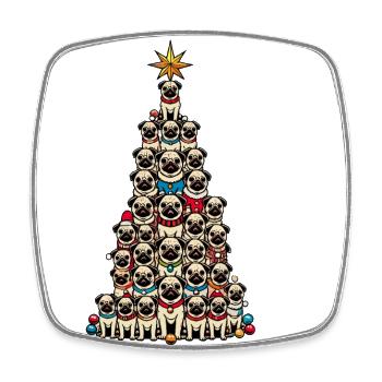 Mops Weihnachtsbaum Lustige Hundemotive - Viereckiger Kühlschrankmagnet - Weiß - Vorne