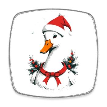 Canard de Noël avec un joli chapeau de Noël - Magnet carré - blanc - Devant