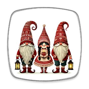 Weihnachtliche Gnome Süße Wichtel Zwerge - Viereckiger Kühlschrankmagnet - Weiß - Vorne