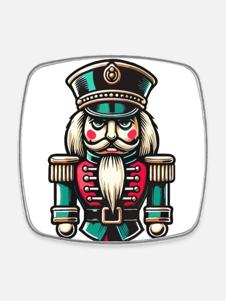 Weihnachtlicher Nussknacker Illustration - Viereckiger Kühlschrankmagnet - Weiß