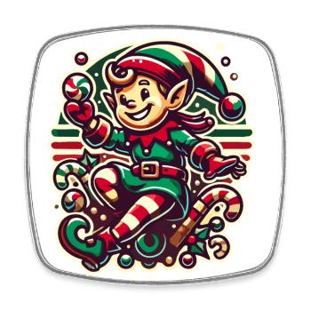 Fröhlicher Weihnachtswichtel Illustration - Viereckiger Kühlschrankmagnet - Weiß - Vorne