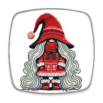 Christmas Gnome Woman Gnome Girl Elf - Square fridge magnet - white - Front