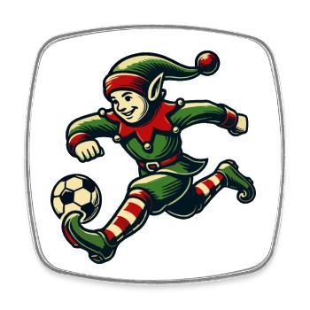 Weihnachtself Fußballspieler Spaß - Viereckiger Kühlschrankmagnet - Weiß - Vorne