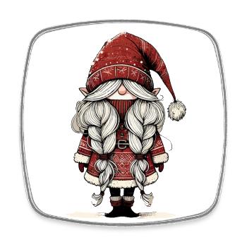 Cute Christmas elf in scandinavian style - Square fridge magnet - white - Front