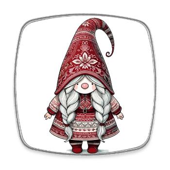 Cute Christmas elf in scandinavian style - Square fridge magnet - white - Front
