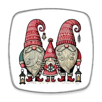 Gnomes de Noël Gnomes mignons Gnomes Gnomes - Magnet carré - blanc - Devant