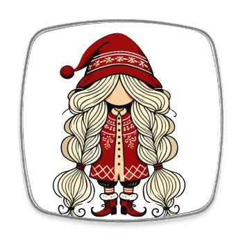 Christmas gnome in Scandinavian style - Square fridge magnet - white - Front