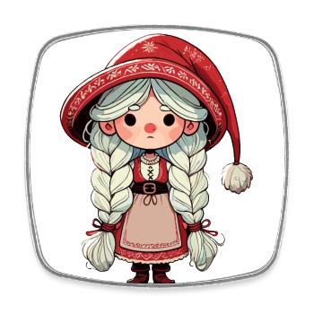 Christmas gnome woman in scandinavian style - Square fridge magnet - white - Front