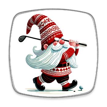 Golfspieler Gnome Zwerg Weihnachtlicher Golfer Elf - Viereckiger Kühlschrankmagnet - Weiß - Vorne