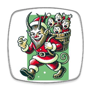 Weihnachtsmann Krampus Unartige Kinder Folklore - Viereckiger Kühlschrankmagnet - Weiß - Vorne