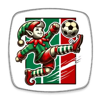 sportlicher Weihnachtself Fußballspieler Motiv - Viereckiger Kühlschrankmagnet - Weiß - Vorne