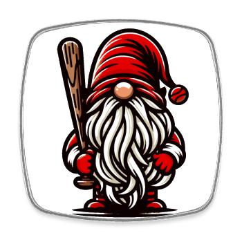 Weihnachtlicher Baseball Gnom Zwerg Sport Fan - Viereckiger Kühlschrankmagnet - Weiß - Vorne